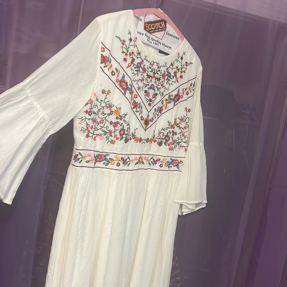 Embroidered white flowy dress